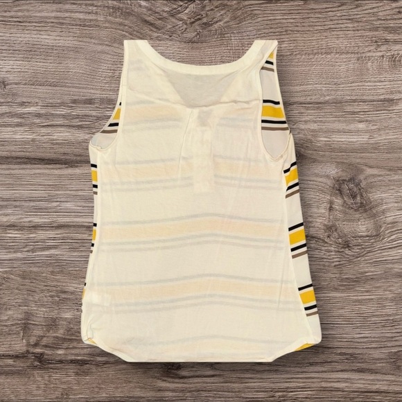 NWOT Express Chic Women's Small Yellow Brown and White Striped Dressy Tank Top - Picture 3 of 3